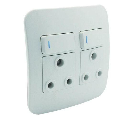 White Double Plug Socket with Indicator (VL22WTC) - VETi