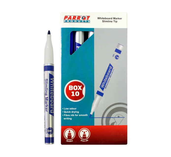 Parrot Products Slimline Whiteboard Marker Blue 10-Pack 