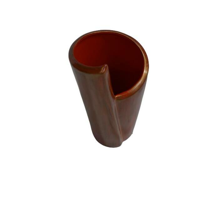 Vase Ceramic Ravat Cut Orange Gold -Decor Essentials