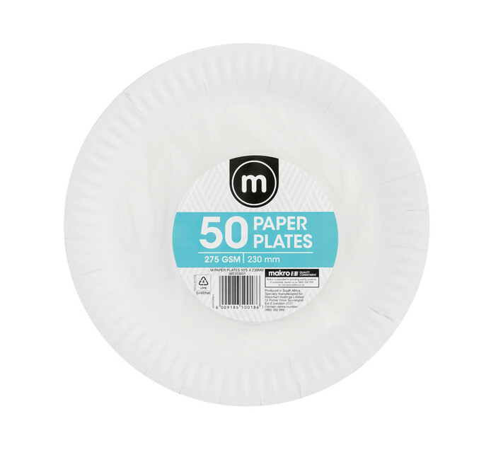 M Paper Plates White (1 x 50's x 230mm) Makro