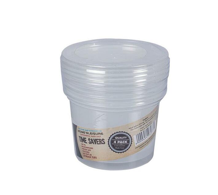 Clear Plastic Containers 4Pieces, 500ml, 8cm High Plastic Food