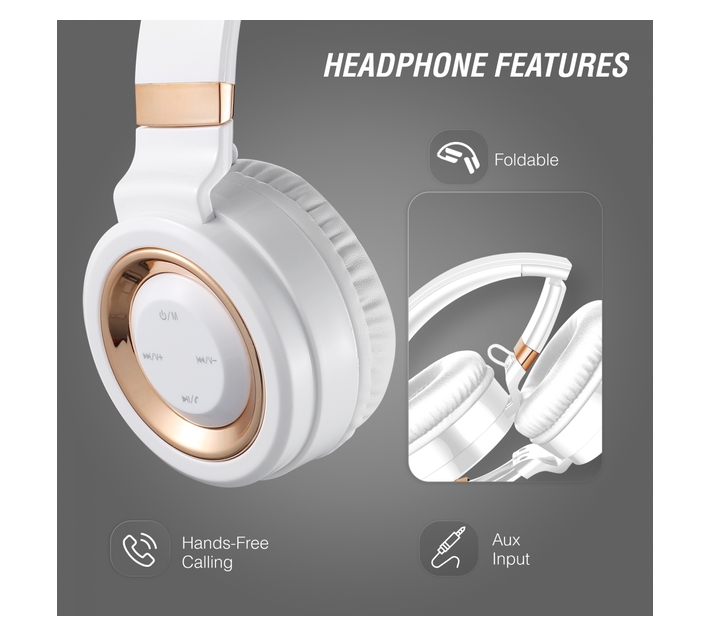 Volkano Headphones Bluetooth Wireless Lunar Series White/Rose Gold