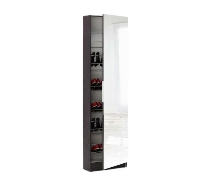 Hazlo 5 Shelves Shoe Storage with Full Length Mirror Black
