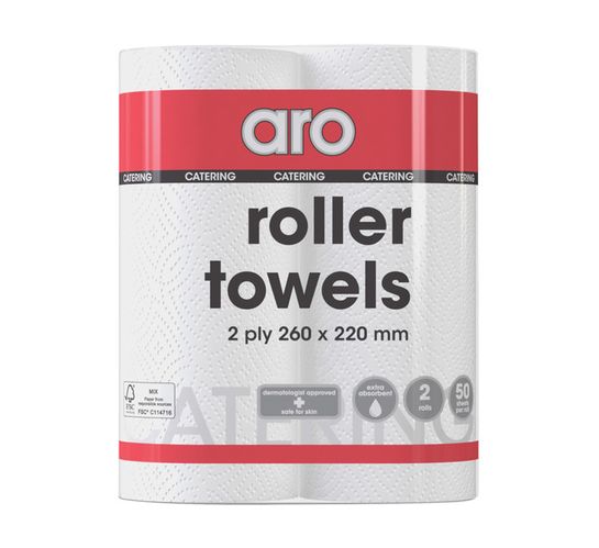 ARO Roller Towels White (1 x 2's)