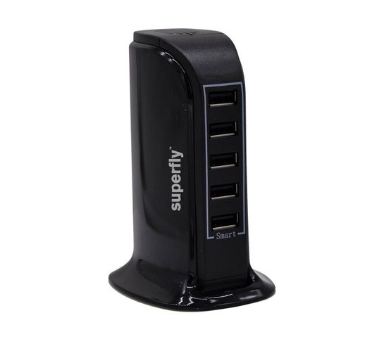Superfly 5 Port Smart Charging Tower Black 