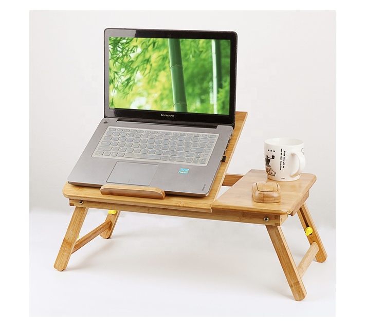 Hazlo Bamboo Adjustable Laptop Office Tray Table with 2 Cooling Fans