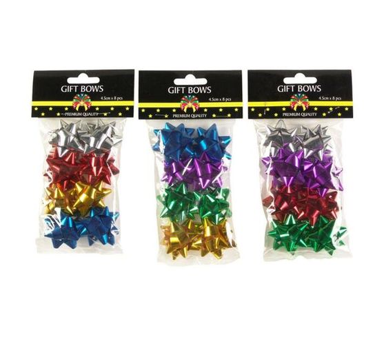 Metallic Gift Bows 4.5mm – 8 Pieces Per Pack (Pack of 6)