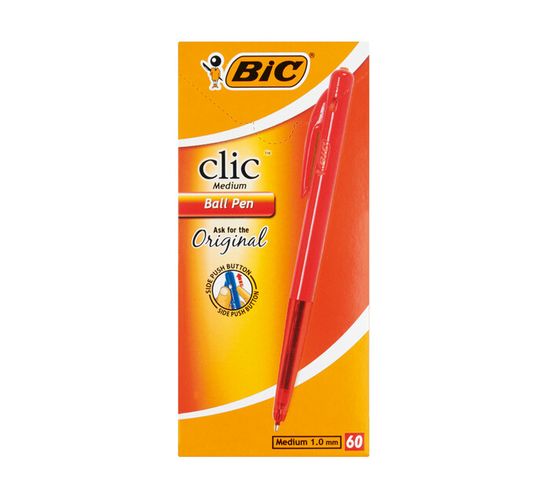 BIC Clic Ballpoint Pen Red 60 Pack 