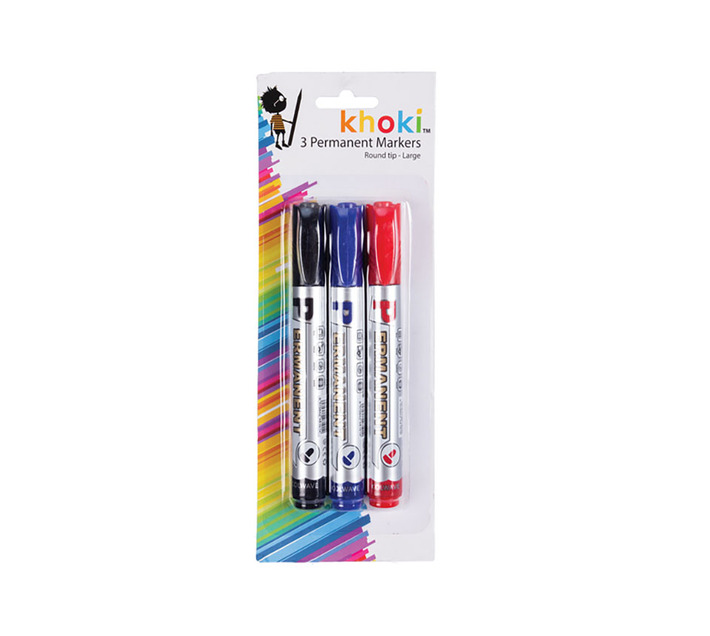 Permanent Marker Set 3 Piece, Red, Black & Blue Makro