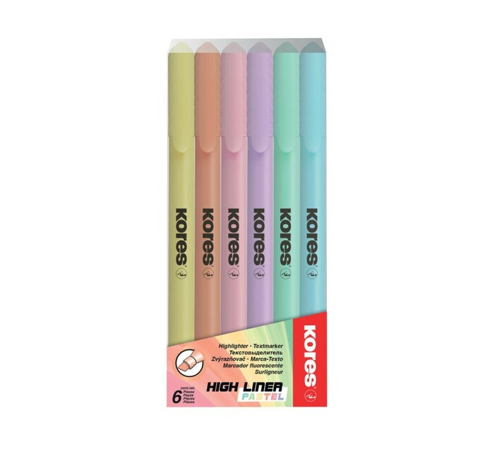 Kores High Liner Pastel Highlighters 6Pack Makro