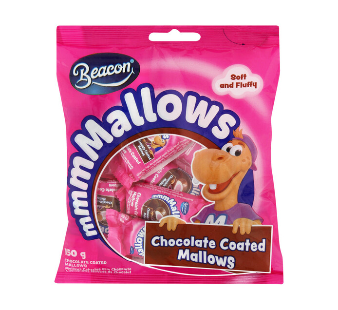 Beacon MmmMallows Choc Coated (24 x 150g) Starch / Marshmallow