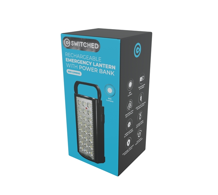Switched Rechargeable Emergency Lantern with Power Bank Black Makro
