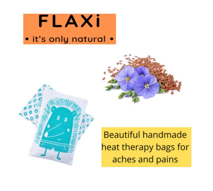 FlaxiBaby Flaxseed & Lavender Cotton Heat Therapy Bag Aqua Hedgehog