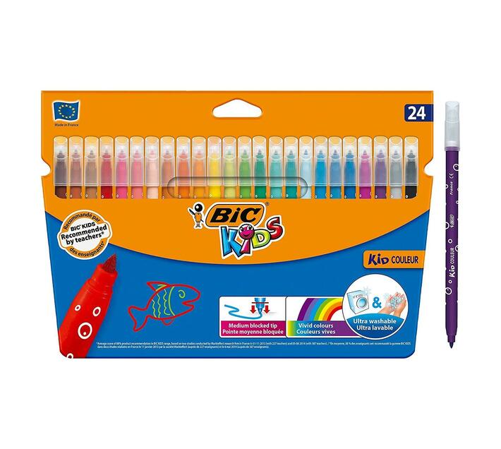 BIC Kids Kid Couleur, Washable Felt Tip Pens, Ideal for School