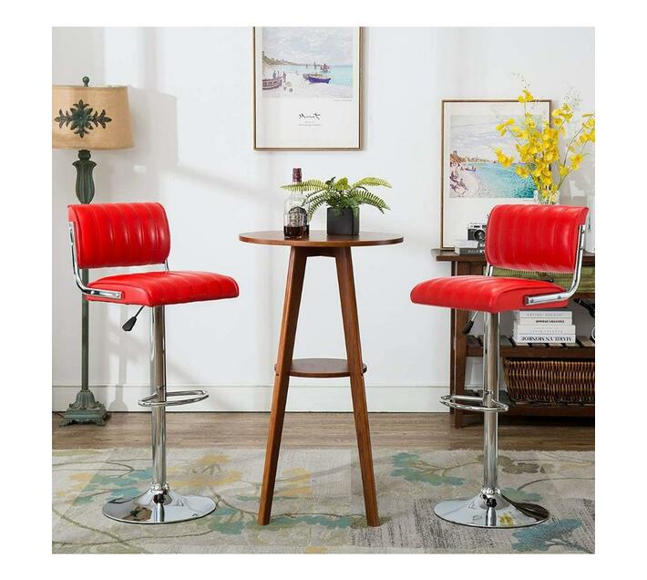 Red Kitchen Bar Stools with Chrome Base Pack of 2 Makro