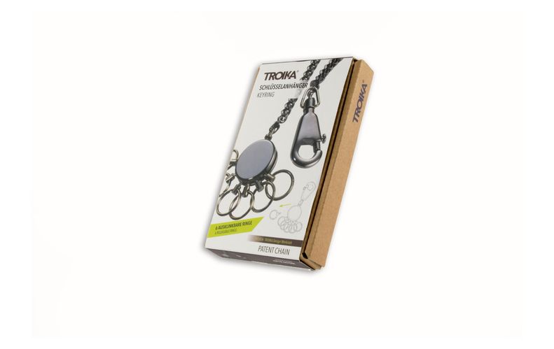 Troika Key-ring With Patent Chain Chrome Black