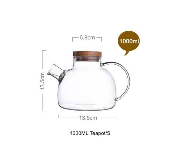 1L Glass Kettle with Wooden Lid Makro