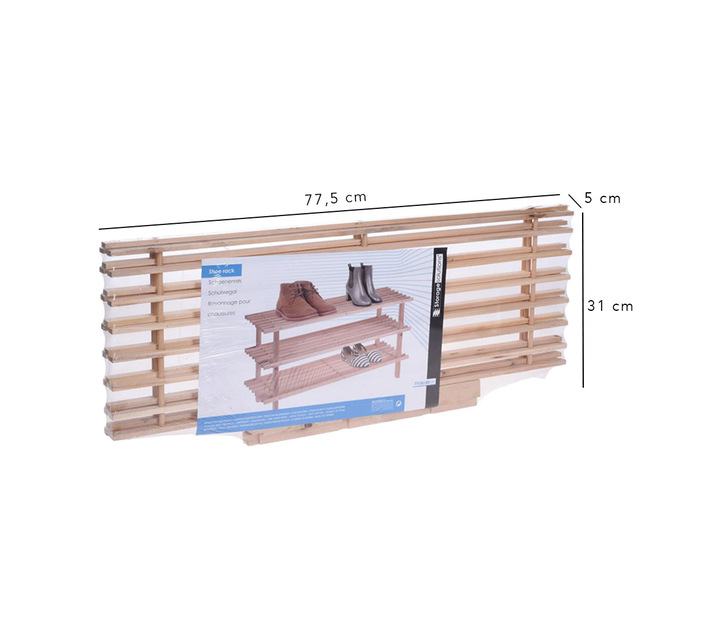 Shoe Rack 6 Pairs 3 Shelves Natural firwood EcoFriendly Makro