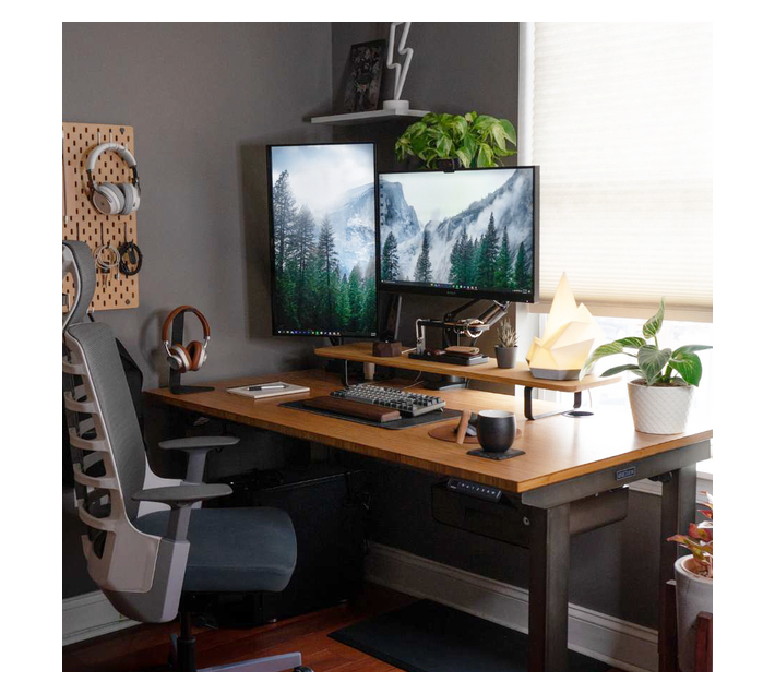 Table Shelf Ergonomic Dual Monitor Riser or Laptop Stand Makro